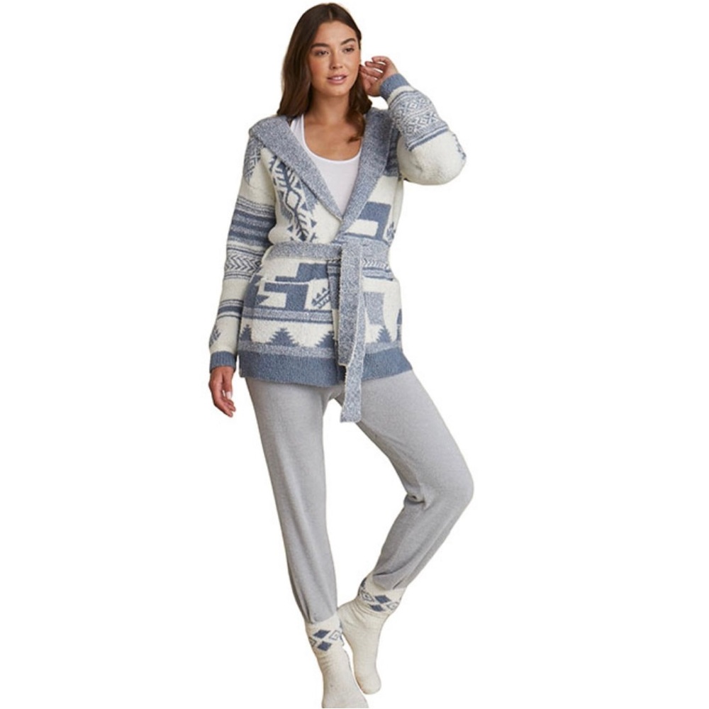 Barefoot Dreams Blue and Cream Cardigan
